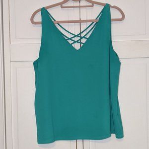 Express Teal Criss Cross Tank Top